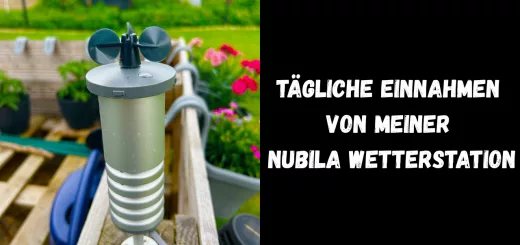 Tägliche Einnahmen meiner Nubila Wetterstation